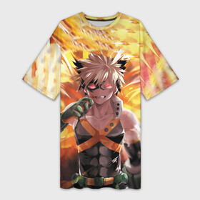 Платье-футболка 3D с принтом Fire Academia в городе Новоалтайск,  |  | boku no hero academia | futari no hero | my hero academia | superhero | two heroes | аниме | всемогущий | идзуку | изуку | кацуки | манга | моя геройская академия | отяко | супергерои | тэнъя