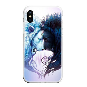Чехол для iPhone XS Max матовый с принтом Lions love в городе Новоалтайск, Силикон | Область печати: задняя сторона чехла, без боковых панелей | love | день | лев | львиное сердце | любовь | ночь | сердце