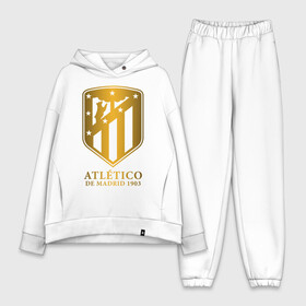 Женский костюм хлопок Oversize с принтом Атлетико Мадрид в городе Новоалтайск,  |  | atletico de madrid | atletico madrid | атлетико | атлетико мадрид | болельщи | испания | клубная | кпасно белые | лалига | мадрид | матрасники | фанатская | форма | футбол | футбольная