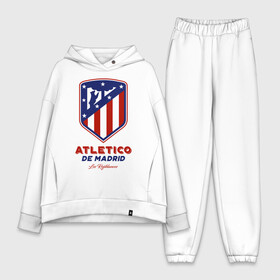 Женский костюм хлопок Oversize с принтом Атлетико Мадрид в городе Новоалтайск,  |  | atletico de madrid | atletico madrid | атлетико | атлетико мадрид | болельщи | испания | клубная | кпасно белые | лалига | мадрид | матрасники | фанатская | форма | футбол | футбольная