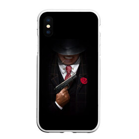 Чехол для iPhone XS Max матовый с принтом Mafia в городе Новоалтайск, Силикон | Область печати: задняя сторона чехла, без боковых панелей | Тематика изображения на принте: gangster | gun | gungster | illustration | mafia | арт | галстук | гангстер | гвоздика | зубы | костюм | крестный отец | мафия | минимализм | оружие | пистолет | пуля | темный | черный | шляпа
