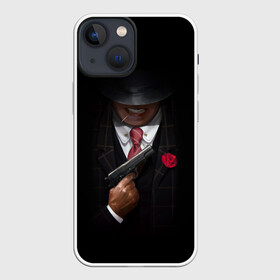Чехол для iPhone 13 mini с принтом Mafia в городе Новоалтайск,  |  | Тематика изображения на принте: gangster | gun | gungster | illustration | mafia | арт | галстук | гангстер | гвоздика | зубы | костюм | крестный отец | мафия | минимализм | оружие | пистолет | пуля | темный | черный | шляпа