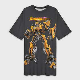 Платье-футболка 3D с принтом BumbleBee в городе Новоалтайск,  |  | Тематика изображения на принте: autobot | camaro | chevrolet | kefer | movie | volkswagen | автобот | бамблби | желтая | кино | лого | трансформер | трансформеры | фан | фильм | черная | шершень | шмель