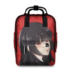 Женский рюкзак 3D с принтом Kakegurui Red в городе Новоалтайск, 100% полиэстер | лямки с регулируемой длиной, сверху ручки, чтобы рюкзак нести как сумку. Основное отделение закрывается на молнию, как и внешний карман. Внутри два дополнительных кармана, один из которых закрывается на молнию. По бокам два дополнительных кармашка, куда поместится маленькая бутылочка
 | anime | compulsive gambler | kakegurui | manga | аниме | безумный азарт | дзябами | карты | манга | покер | скучная девушка | юмэко джабами