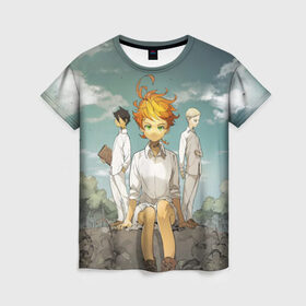 Женская футболка 3D с принтом The Promised Neverland в городе Новоалтайск, 100% полиэфир ( синтетическое хлопкоподобное полотно) | прямой крой, круглый вырез горловины, длина до линии бедер | anime | the promised neverland | yakusoku no neverland | аниме | изабелла | манга | норман | обещание волшебной стране | рэй | эмма