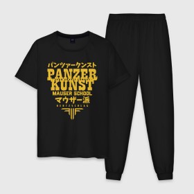 Мужская пижама хлопок с принтом Panzer Kunst в городе Новоалтайск, 100% хлопок | брюки и футболка прямого кроя, без карманов, на брюках мягкая резинка на поясе и по низу штанин
 | alita | alita: battle angel | angel | battle | gunnm | алита | боевой ангел | гали | города свалки металлолома | гунм | гуннм | дайсукэ идо | девушка | киборг | сны оружия | хаос