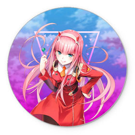 Коврик круглый с принтом Darling in the Franxx (002) в городе Новоалтайск, резина и полиэстер | круглая форма, изображение наносится на всю лицевую часть | 002. аниме | ahegao | anime | darling in the franxx | franxx | manga | sempai | senpai | ахегао | манга | милый во франкcе | семпай | сенпай | франкс