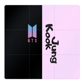 Магнитный плакат 3Х3 с принтом BTS Jung Kook в городе Новоалтайск, Полимерный материал с магнитным слоем | 9 деталей размером 9*9 см | bts | jung kook | бтс | группа | корейская | музыка | розовый | цветы | черный