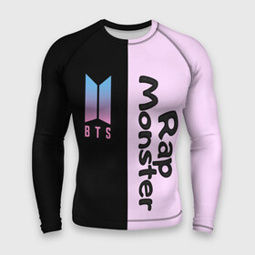 Мужской рашгард 3D с принтом BTS RM в городе Новоалтайск,  |  | bts | rm | бтс | группа | корейская | музыка | розовый | цветы | черный