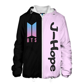 Мужская куртка 3D с принтом BTS J-hope в городе Новоалтайск, ткань верха — 100% полиэстер, подклад — флис | прямой крой, подол и капюшон оформлены резинкой с фиксаторами, два кармана без застежек по бокам, один большой потайной карман на груди. Карман на груди застегивается на липучку | bts | j hope | бтс | группа | корейская | музыка | розовый | цветы | черный
