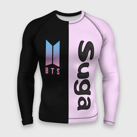 Мужской рашгард 3D с принтом BTS Suga в городе Новоалтайск,  |  | bts | suga | бтс | группа | корейская | музыка | розовый | цветы | черный