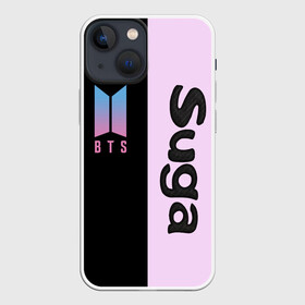 Чехол для iPhone 13 mini с принтом BTS Suga в городе Новоалтайск,  |  | bts | suga | бтс | группа | корейская | музыка | розовый | цветы | черный