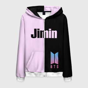 Мужская толстовка 3D на молнии с принтом BTS Jimin в городе Новоалтайск, 100% полиэстер | длина до линии бедра, манжеты и пояс оформлены мягкой тканевой резинкой, двухслойный капюшон со шнурком для регулировки, спереди молния, по бокам два кармана | bts | jimin | бтс | группа | корейская | музыка | розовый | цветы | черный