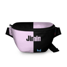 Поясная сумка 3D с принтом BTS Jimin в городе Новоалтайск, 100% полиэстер | плотная ткань, ремень с регулируемой длиной, внутри несколько карманов для мелочей, основное отделение и карман с обратной стороны сумки застегиваются на молнию | bts | jimin | бтс | группа | корейская | музыка | розовый | цветы | черный