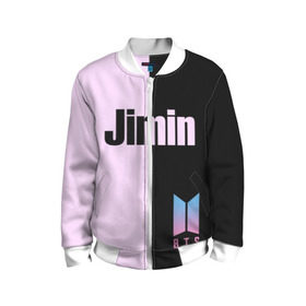 Детский бомбер 3D с принтом BTS Jimin в городе Новоалтайск, 100% полиэстер | застегивается на молнию, по бокам два кармана без застежек, мягкие манжеты, по низу бомбера и на воротнике — эластичная резинка | bts | jimin | бтс | группа | корейская | музыка | розовый | цветы | черный