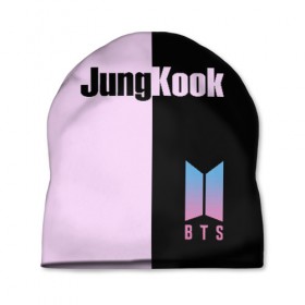 Шапка 3D с принтом BTS Jung Kook в городе Новоалтайск, 100% полиэстер | универсальный размер, печать по всей поверхности изделия | bts | jung kook | бтс | группа | корейская | музыка | розовый | цветы | черный