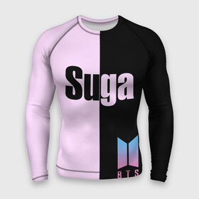 Мужской рашгард 3D с принтом BTS Suga в городе Новоалтайск,  |  | bts | suga | бтс | группа | корейская | музыка | розовый | цветы | черный