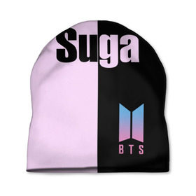 Шапка 3D с принтом BTS Suga в городе Новоалтайск, 100% полиэстер | универсальный размер, печать по всей поверхности изделия | bts | suga | бтс | группа | корейская | музыка | розовый | цветы | черный