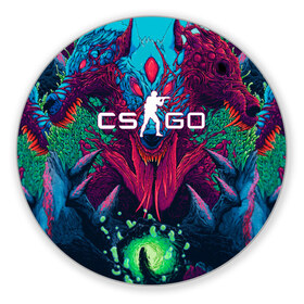 Коврик круглый с принтом CS-GO Hyper Beast в городе Новоалтайск, резина и полиэстер | круглая форма, изображение наносится на всю лицевую часть | 2019 | computer game | counter strike | cs | cs go | csgo | dota | dota2 | game | howl | hyperbeast | warning | автомат | вой | го | игрок | компьютерная игра | контр страйк | контра | кс | оружие | турнир