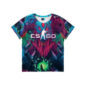Детская футболка 3D с принтом CS-GO Hyper Beast в городе Новоалтайск, 100% гипоаллергенный полиэфир | прямой крой, круглый вырез горловины, длина до линии бедер, чуть спущенное плечо, ткань немного тянется | 2019 | computer game | counter strike | cs | cs go | csgo | dota | dota2 | game | howl | hyperbeast | warning | автомат | вой | го | игрок | компьютерная игра | контр страйк | контра | кс | оружие | турнир