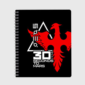 Тетрадь с принтом 30 Seconds to Mars в городе Новоалтайск, 100% бумага | 48 листов, плотность листов — 60 г/м2, плотность картонной обложки — 250 г/м2. Листы скреплены сбоку удобной пружинной спиралью. Уголки страниц и обложки скругленные. Цвет линий — светло-серый
 | 30 seconds | 30 seconds to mars | 30 stm | mars | thirty seconds to mars | группы | джаред лето | музыка | рок