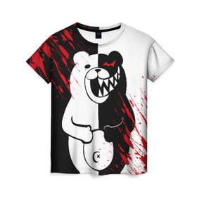 Женская футболка 3D с принтом MONOKUMA в городе Новоалтайск, 100% полиэфир ( синтетическое хлопкоподобное полотно) | прямой крой, круглый вырез горловины, длина до линии бедер | ahegao | anime | bear | blood | danganronpa | derector | despair | girls | happy | havoc | manga | monokuma | panda | red | robot | trigger | ultra | аниме | ахегао | директор | кровь | манга | медведь | монокума | панда | робот
