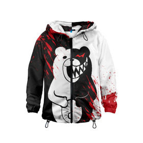 Детская ветровка 3D с принтом MONOKUMA в городе Новоалтайск, 100% полиэстер | подол и капюшон оформлены резинкой с фиксаторами, по бокам два кармана без застежек, один потайной карман на груди | ahegao | anime | bear | blood | danganronpa | derector | despair | girls | happy | havoc | manga | monokuma | panda | red | robot | trigger | ultra | аниме | ахегао | директор | кровь | манга | медведь | монокума | панда | робот