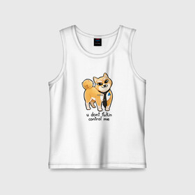 Детская майка хлопок с принтом U Dont Fukin Control Me в городе Новоалтайск,  |  | Тематика изображения на принте: пес | собака