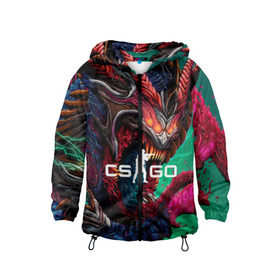 Детская ветровка 3D с принтом CS GO hyper beast skin в городе Новоалтайск, 100% полиэстер | подол и капюшон оформлены резинкой с фиксаторами, по бокам два кармана без застежек, один потайной карман на груди | beast | counterstike | csgo | hyper | hyperbeast | m4a1s | steam | винтовка | контра | кс | ксго | шмотки