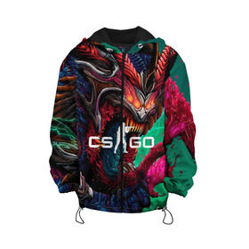 Детская куртка 3D с принтом CS GO hyper beast skin в городе Новоалтайск, 100% полиэстер | застежка — молния, подол и капюшон оформлены резинкой с фиксаторами, по бокам — два кармана без застежек, один потайной карман на груди, плотность верхнего слоя — 90 г/м2; плотность флисового подклада — 260 г/м2 | beast | counterstike | csgo | hyper | hyperbeast | m4a1s | steam | винтовка | контра | кс | ксго | шмотки