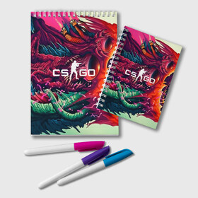Блокнот с принтом CS GO hyper beast skin в городе Новоалтайск, 100% бумага | 48 листов, плотность листов — 60 г/м2, плотность картонной обложки — 250 г/м2. Листы скреплены удобной пружинной спиралью. Цвет линий — светло-серый
 | beast | counterstike | csgo | hyper | hyperbeast | m4a1s | steam | винтовка | контра | кс | ксго | шмотки