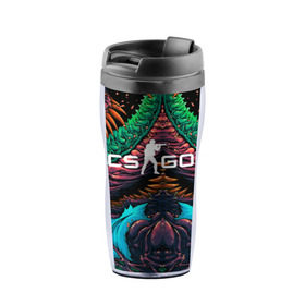 Термокружка-непроливайка с принтом CS GO hyper beast skin в городе Новоалтайск, внутренняя часть — пищевой пластик, наружная часть — прозрачный пластик, между ними — полиграфическая вставка с рисунком | объем — 350 мл, герметичная крышка | Тематика изображения на принте: beast | counterstike | csgo | hyper | hyperbeast | m4a1s | steam | винтовка | контра | кс | ксго | шмотки