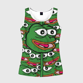 Женская майка 3D с принтом Good / Sad frog в городе Новоалтайск, 100% полиэстер | круглая горловина, прямой силуэт, длина до линии бедра | bad | dab | frog | good | kek | pepe | sad | кек | лягушка | мем | мемы | пепе | со смыслом | фрог