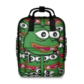 Женский рюкзак 3D с принтом Good / Sad frog в городе Новоалтайск, 100% полиэстер | лямки с регулируемой длиной, сверху ручки, чтобы рюкзак нести как сумку. Основное отделение закрывается на молнию, как и внешний карман. Внутри два дополнительных кармана, один из которых закрывается на молнию. По бокам два дополнительных кармашка, куда поместится маленькая бутылочка
 | bad | dab | frog | good | kek | pepe | sad | кек | лягушка | мем | мемы | пепе | со смыслом | фрог