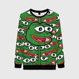 Женский свитшот 3D с принтом Good / Sad frog  в городе Новоалтайск, 100% полиэстер с мягким внутренним слоем | круглый вырез горловины, мягкая резинка на манжетах и поясе, свободная посадка по фигуре | bad | dab | frog | good | kek | pepe | sad | кек | лягушка | мем | мемы | пепе | со смыслом | фрог