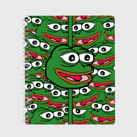 Тетрадь с принтом Good Sad frog в городе Новоалтайск, 100% бумага | 48 листов, плотность листов — 60 г/м2, плотность картонной обложки — 250 г/м2. Листы скреплены сбоку удобной пружинной спиралью. Уголки страниц и обложки скругленные. Цвет линий — светло-серый
 | Тематика изображения на принте: bad | dab | frog | good | kek | pepe | sad | кек | лягушка | мем | мемы | пепе | со смыслом | фрог