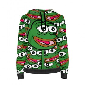 Женская толстовка 3D с принтом Good / Sad frog в городе Новоалтайск, 100% полиэстер  | двухслойный капюшон со шнурком для регулировки, мягкие манжеты на рукавах и по низу толстовки, спереди карман-кенгуру с мягким внутренним слоем. | bad | dab | frog | good | kek | pepe | sad | кек | лягушка | мем | мемы | пепе | со смыслом | фрог