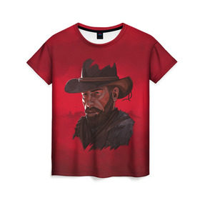 Женская футболка 3D с принтом Red Dead Redemption в городе Новоалтайск, 100% полиэфир ( синтетическое хлопкоподобное полотно) | прямой крой, круглый вырез горловины, длина до линии бедер | dead | gamer | john | marston | rdr | red | redemption | rockstar | shooter | western | вестерн | джон | марстон | шутер