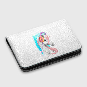 Картхолдер с принтом с принтом Music Unicorn Art в городе Новоалтайск, натуральная матовая кожа | размер 7,3 х 10 см; кардхолдер имеет 4 кармана для карт; | волшебный | единорог | единорожик | единорожка | магия | музыка | пончик | пончики