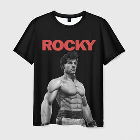 Мужская футболка 3D с принтом ROCKY в городе Новоалтайск, 100% полиэфир | прямой крой, круглый вырез горловины, длина до линии бедер | creed | jordan | lundgren | mix fight | mixfight | stallone | ufc | бальбоа | бокс | джордан | крид | лундгрен | мышцы | ринг | роки | рокки | сильвестр | сталлоне | сталоне