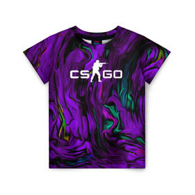 Детская футболка 3D с принтом CS GO DRAW WAVES SKIN в городе Новоалтайск, 100% гипоаллергенный полиэфир | прямой крой, круглый вырез горловины, длина до линии бедер, чуть спущенное плечо, ткань немного тянется | action | astralis | awp | counter strike | cs go | cs go global offensive | cybersport | draw skin | faze clan | game | gamer | hyper beast | shooter | skin | team liquid | киберспорт | оружие | рисованный скин | скины
