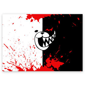 Поздравительная открытка с принтом MONOKUMA Blood в городе Новоалтайск, 100% бумага | плотность бумаги 280 г/м2, матовая, на обратной стороне линовка и место для марки
 | Тематика изображения на принте: ahegao | anime | bear | blood | danganronpa | derector | despair | girls | happy | havoc | manga | monokuma | panda | red | robot | trigger | ultra | аниме | ахегао | директор | кровь | манга | медведь | монокума | панда | робот