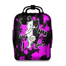 Женский рюкзак 3D с принтом MONOKUMA Puhuhuhu в городе Новоалтайск, 100% полиэстер | лямки с регулируемой длиной, сверху ручки, чтобы рюкзак нести как сумку. Основное отделение закрывается на молнию, как и внешний карман. Внутри два дополнительных кармана, один из которых закрывается на молнию. По бокам два дополнительных кармашка, куда поместится маленькая бутылочка
 | Тематика изображения на принте: ahegao | anime | bear | blood | danganronpa | derector | despair | girls | happy | havoc | manga | monokuma | panda | red | robot | trigger | ultra | аниме | ахегао | директор | кровь | манга | медведь | монокума | панда | робот