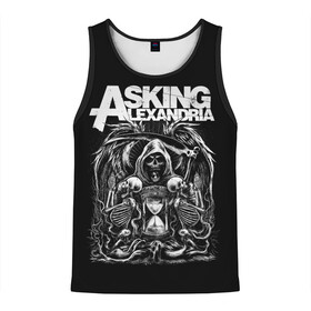 Мужская майка 3D с принтом Asking Alexandria в городе Новоалтайск, 100% полиэстер | круглая горловина, приталенный силуэт, длина до линии бедра. Пройма и горловина окантованы тонкой бейкой | asking alexandria | аскинг александриа | группы | метал | музыка | рок | хэви метал | электроникор