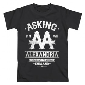 Мужская футболка хлопок с принтом Asking Alexandria в городе Новоалтайск, 100% хлопок | прямой крой, круглый вырез горловины, длина до линии бедер, слегка спущенное плечо. | asking alexandria | аскинг александриа | группы | метал | музыка | рок | хэви метал | электроникор