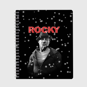 Тетрадь с принтом Old Rocky в городе Новоалтайск, 100% бумага | 48 листов, плотность листов — 60 г/м2, плотность картонной обложки — 250 г/м2. Листы скреплены сбоку удобной пружинной спиралью. Уголки страниц и обложки скругленные. Цвет линий — светло-серый
 | creed | jordan | lundgren | mix fight | mixfight | stallone | ufc | бальбоа | бокс | джордан | крид | лундгрен | мышцы | ринг | роки | рокки | сильвестр | сталлоне | сталоне