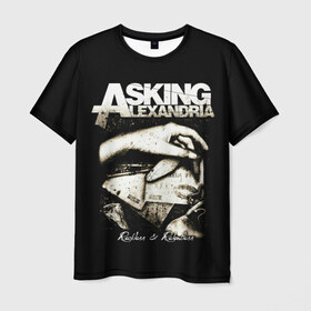 Мужская футболка 3D с принтом Asking Alexandria в городе Новоалтайск, 100% полиэфир | прямой крой, круглый вырез горловины, длина до линии бедер | asking alexandria | аскинг александриа | группы | метал | музыка | рок | хэви метал | электроникор