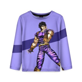Детский лонгслив 3D с принтом JOJO Jonathan Joestar в городе Новоалтайск, 100% полиэстер | длинные рукава, круглый вырез горловины, полуприлегающий силуэт
 | adventure | anime | bizzare | jo jo | jojo | logo | manga | аниме | араки | ахегао | джо | джо джо | джоджо | жижа | жожа | жожо | йойо | лого | манга | мульт | мультфильм | отаку | сериал | символ | хирохико | юри | яой