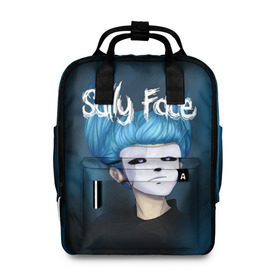 Женский рюкзак 3D с принтом SALLY FACE в городе Новоалтайск, 100% полиэстер | лямки с регулируемой длиной, сверху ручки, чтобы рюкзак нести как сумку. Основное отделение закрывается на молнию, как и внешний карман. Внутри два дополнительных кармана, один из которых закрывается на молнию. По бокам два дополнительных кармашка, куда поместится маленькая бутылочка
 | blue | face | fisher | game | games | gizmo | hair | larry | mask | sally | волосы | гизмо | голубые | игра | игры | ларри | маска | протез | сали | салли | синие | синий | триллер | ужасы | фейс | фишер | фэйс | хоррор