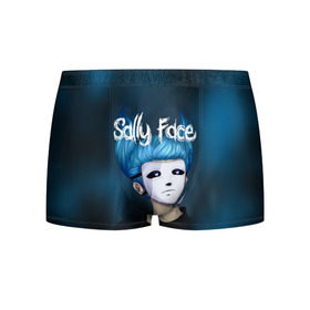 Мужские трусы 3D с принтом SALLY FACE в городе Новоалтайск, 50% хлопок, 50% полиэстер | классическая посадка, на поясе мягкая тканевая резинка | blue | face | fisher | game | games | gizmo | hair | larry | mask | sally | волосы | гизмо | голубые | игра | игры | ларри | маска | протез | сали | салли | синие | синий | триллер | ужасы | фейс | фишер | фэйс | хоррор